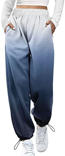 מכנסי טרנינג עם מותניים גבוהות במותניים נוחות כותנה מודפסת כותנה אלסטית מכנסיים אימון אימון