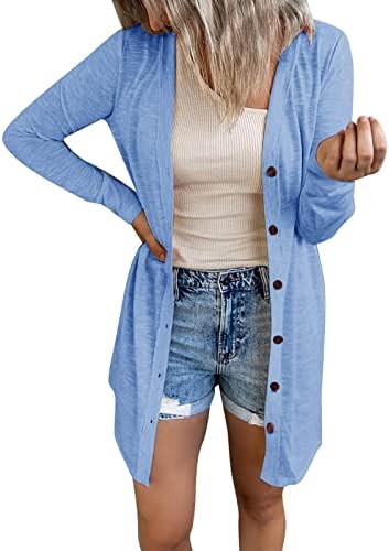 נשים אופנה מוצקה שרוול ארוך רופף קרדיגן חוף חופשה סרוג מעיל כיס בתוספת גודל סוודר קדמי פתוח בגודל