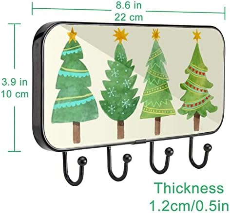 אוסף עץ חג המולד מצויר ביד קיר מעיל מעיל קיר קיר, מתלה מעיל כניסה עם 4 חיבור לעיל מעיל גלימות