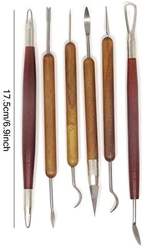 הונביי 6-חתיכה עץ ידית כפול הסתיים דוגמנות כלים חימר פיסול כלים