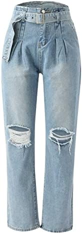 מכנסיים לנשים גבוהה מותן נשים מקרית טמפרמנט נסיעות שטף ג 'ינס עם חגורת ז' אן רומפר עבור נשים