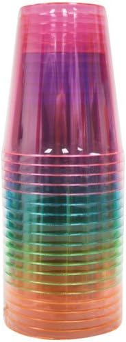 כוסות פלסטיק שקופות של קינגזאק, 10 אונקיות, ניאון מגוון