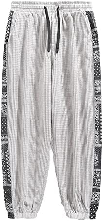 גברים קאפרי מכנסיים רטרו אתני סגנון הדפסת מכנסי טרנינג בתוספת גודל שרוך אלסטי מותניים מלא אורך