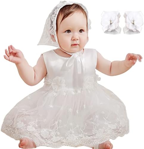 בנות תינוקות שמלת הטבילות פרחים 3 יחידות רקמות רשמיות טבילה בנות שמלות שמלות תלבושת לאירועים מיוחדים