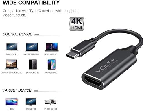 עבודות מאת Volt Plus Tech HDMI 4K USB-C ערכת תואם ל- LG 29UM59A-P מתאם מקצועי עם פלט דיגיטלי