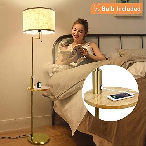 מנורת רצפת חדר שינה וסלון עם נמל טעינה USB-DLLT מעמד קריאה אור ושולחן צדדי קלאסיקה אור מוט לאור משרדים אמצע