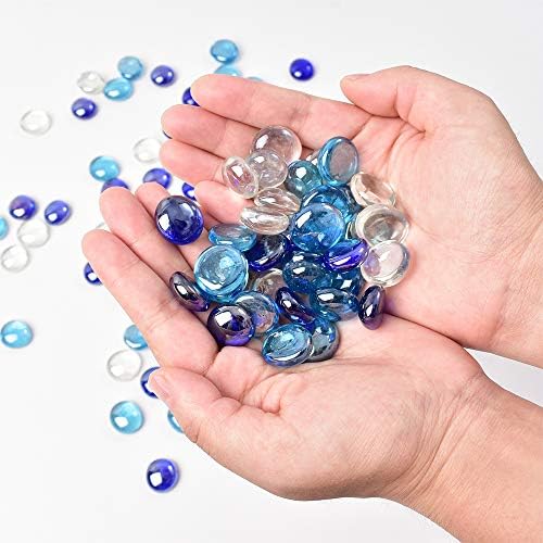 גולות זכוכית שטוחות של הוקפה 1 קילוגרם, 100 יחידות צבע מעורב בצבע כחול חרוזי זכוכית לאגרטלים אבני חן שטוחות