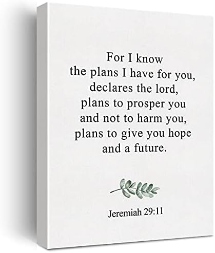 אמנות קיר בד נוצרי ירמיהו 29:11 כי אני מכיר את התוכניות שיש לי עבורך בד הדפס בכת כתבי קוד חיובית