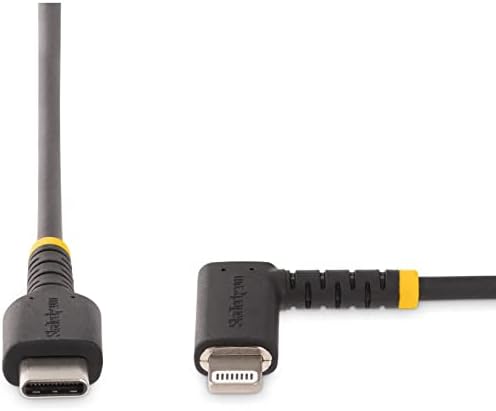 Startech.com 3ft USB -C עמיד לכבל ברק - כבד כבד -כבד מסוג USB -C לטעינה/סנכרון ברק - Apple MFI מוסמך - כבל