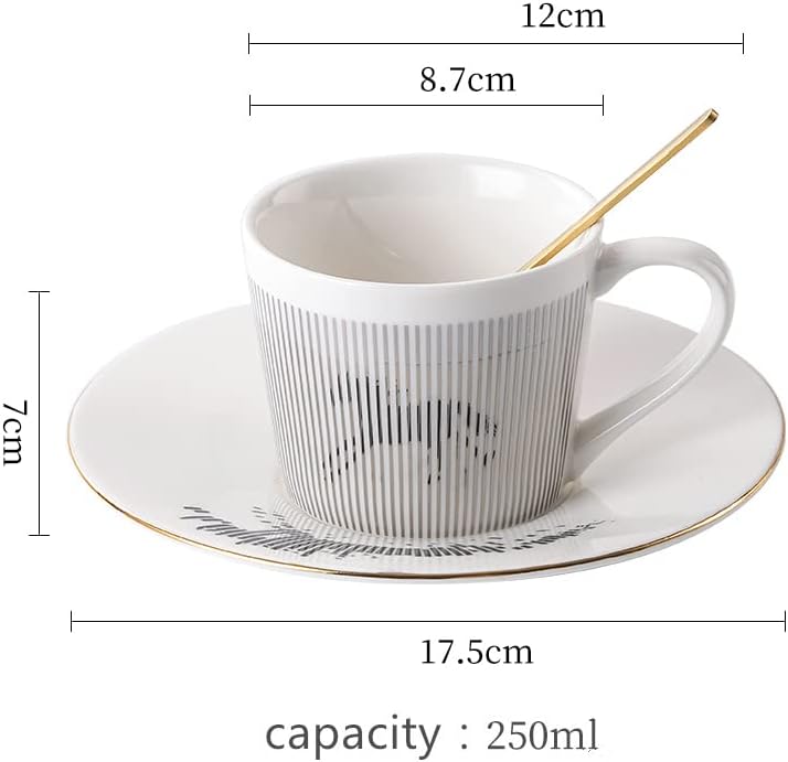 סט ספלי קפה HDJNAL, אמנות יוקרה יצירתית מיראז 'הפוכה כוס חרסינה צלוחית כוס תה, כוסות קפה, כוס מראה