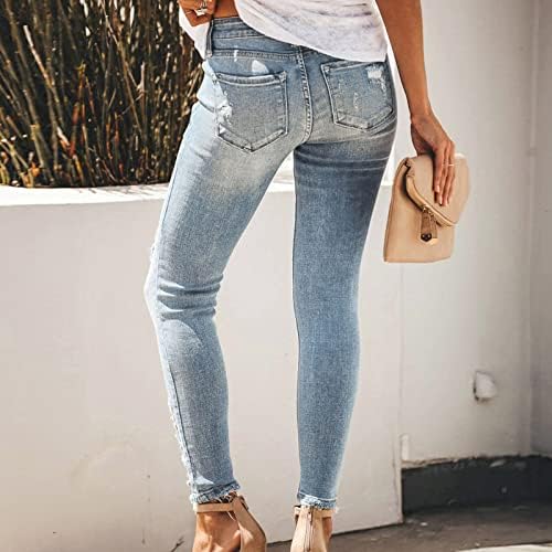 מכנסי ג'ינס ג'ינס של CJHDYM מכנסיים אופנה שמלות ג'ינס דקיקות מוצקות מכנסיים אמצע מותן מגף מגף חיתוך