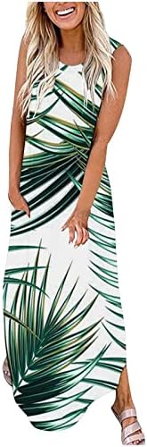 שמלת שמלת צוואר ארוכה של נשים ארוכות לנשים שמלת מקסי שמלת צוואר עגול חוף שמלת חוף ללא שרוולים שמלת סיום הוואי