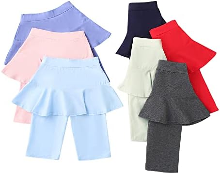בנות באורך הברך חותלות עם חצאית 2 מארז קיץ נמתח ספורט מכנסיים לילדה 4-10 שנים