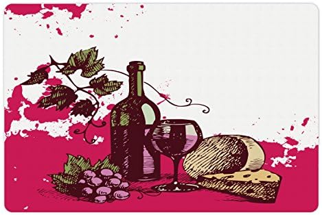 אמבסון יין לחיות מחמד מחצלת עבור מזון ומים, בציר רישומי יצירות אמנות גבינת אלכוהול לשתות פירות מופשט עיצוב, מלבן