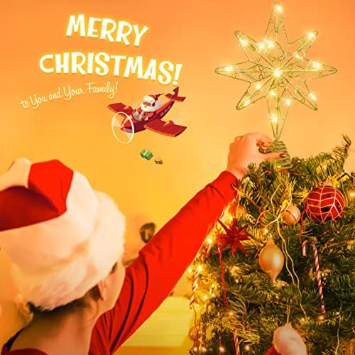 כוכבי אוסלאדי טופר עץ כוכב חג המולד, מופעל על סוללת עץ חג המולד, קישוט טופר עץ חג המולד לעץ חג המולד