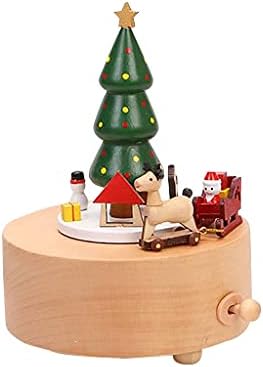Tfiiexfl קופסת מוזיקה מעץ מסיבת חג המולד חג המולד עץ עץ קרוסלה קופסאות מוזיקה מתנה לחג המולד (צבע: D, גודל
