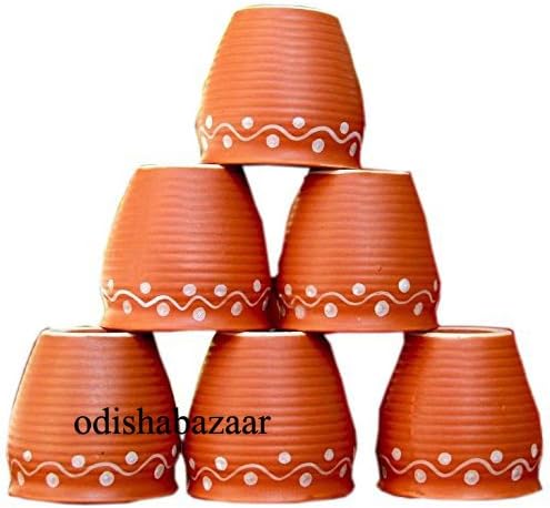 Ceramic Odishabazaar 6 PC Culhar Culhad Cups כוס תה צ'אי הודי מסורתי סט של 12 סיטונאות