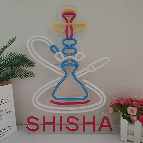 Dvtel Shisha Shop Neon Sign Led Led דוגמנות אור אותיות זוהרות שלט לוח אקרילי ניאון אור דקורטיבי, 50x38
