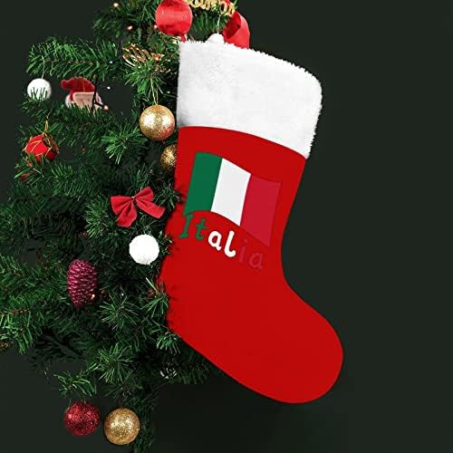 דגל איטלקי גרבי חג המולד אדום קטיפה עם שקית ממתקים לבנה קישוטי חג המולד ואביזר מסיבות משפחתיות