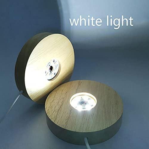 ViliHKC 3 בסיס תצוגת עץ LED לאמנות זכוכית קריסטלים, עמדת בסיס תצוגת קריסטל אור צבעונית עם 6 נוריות LED
