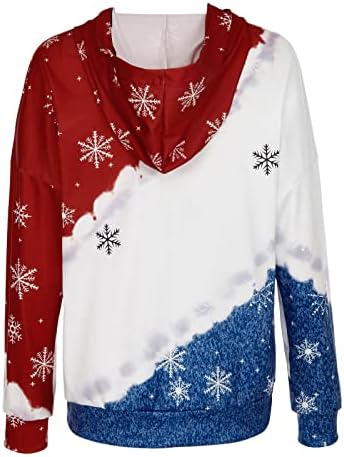 אופנה סווטשירט עם ברדס לחג המולד לנשים חג המולד נושא מודפס סוודר סוודר קפוצ'ונים קפוצ'ונים עם