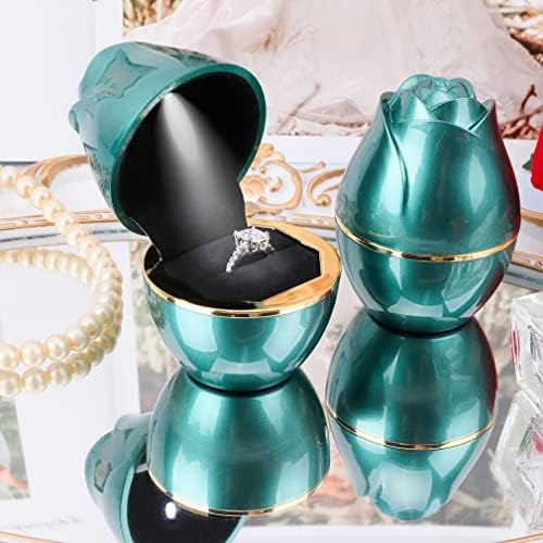 ISUPERB צורה צורה קופסת טבעת LED טבעת קופסת תכשיטים לתכשיטים להצעה מתנת יום הולדת לחתונה מתנה