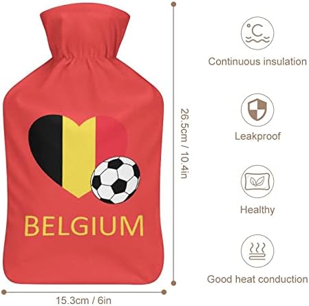 אהבה בלגיה כדורגל בקבוק מים חמים עם כיסוי קטיפה רכה שקית הזרקת מי גומי חמים 1000 מל
