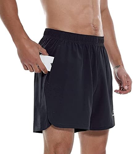אימון לגברים של Yilohkah מפעיל מכנסיים קצרים 7 מכנסי אימונים אתלטיים מהיר של כושר יבש עם כיס רוכסן