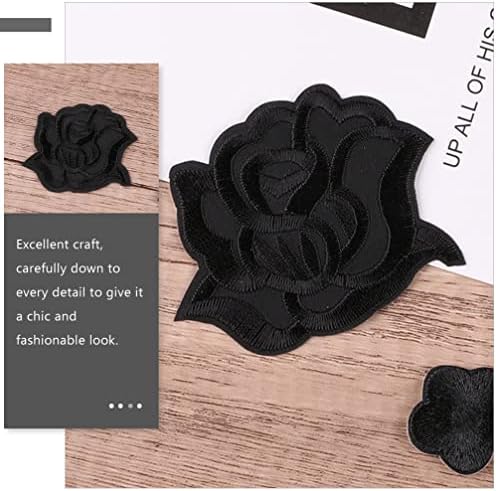 Magiclulu 15 יחידות טלאי בד ורד שחור פרח ורד ברזל על טלאים טלאים תיקון פרחי ורד לתיקי נעליים כובעי בגדים