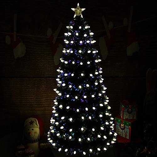 עץ חג המולד המלאכותי של DLPY מואר לפני סיבים אופטיים ירוקים PVC פרימיום בסיס מוצק עץ מלא אורות ברורים לקישוטי