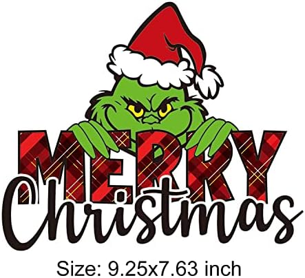 9 יח 'ברזל חג המולד על מדבקות העברה העברת חום העברת עיצוב מדבקת מדבקת ברזל על טלאי ויניל, קריקטורה חג המולד Grinch