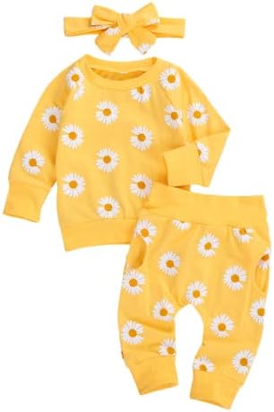 Adnee יילוד תינוקת תינוקת בגדי פרחים סט סווטשירטים שרוול ארוך תלבושות מכנסיים