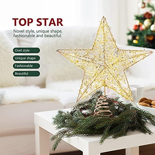 Soimiss 5 PCS עץ חג המולד Topper Topper Star Shape Teerpop Decor למסיבה הביתית