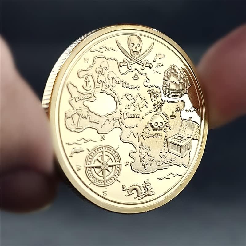 2021 פיראטים זהב מטבע גדול ימי אוצר מפת הנצחה מטבע נסיעות מזל מטבע 32 ממ צבוע חתיכה אחת מטבע