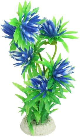 פלסטיק אקווריום לוטוס פרח / צמח, 9-אינץ, כחול / ירוק