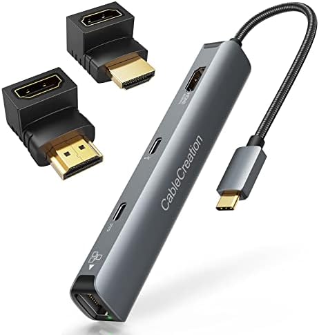 USB C רכזת Multiport מתאם, CableCreation 6-in-1 USB-C-Hub צרור עם מתאם HDMI זכר ונקבה, CableCreation