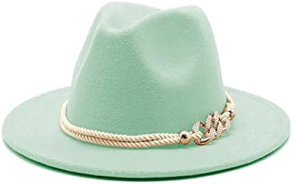 גוסיפן ליידי אופנה רחב ברים הרגיש פדורה פנמה כובע עם טבעת חגורה