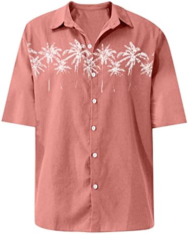 חולצות שמלת שרוול קצר של גברים רגילות בכושר הדפסת חולצה כפתור מזדמן חולצות רופפות צמרות הוואי מזדמנים