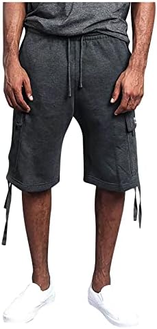מכנסי טיול קצרים גברים, מכנסי מטען קיץ לגברים מכנסיים מזדמנים רופפים מרובי כיס עם חגורה וריכוז מכנסיים