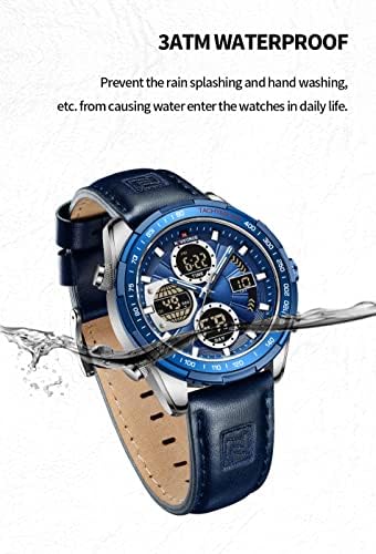 גברים של צבאי דיגיטלי שעונים אנלוגי קוורץ עמיד למים שעון ספורט רב תכליתי עור שעוני יד