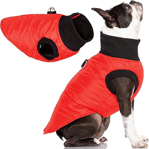 ז'קט כלבים מפציץ GOOBY G21 - טורקיז, גדול - עמיד למים חורפי מעלה סוודרים לכלבים קטנים עם רצועת טבעת D כפולה - בגדי