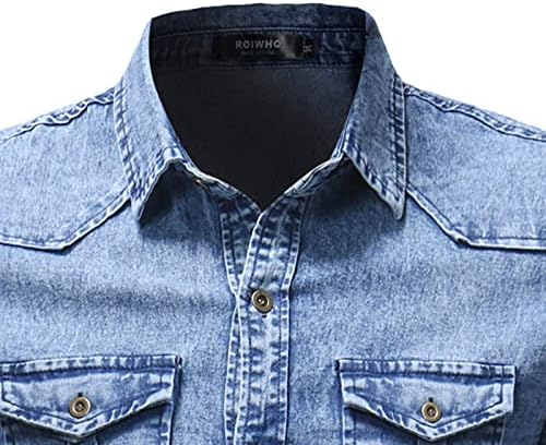 ג'ינס של Beuu Ginight משקל קל חולצות לגברים, 2021 אופנה נפילת רטרו כפתור הצמד למטה חולצות עבודה מזדמנים