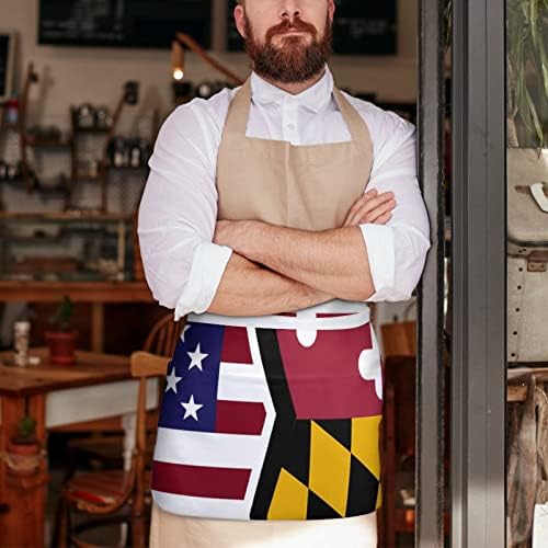 אמריקאי ומדינת מרילנד דגל מותניים סינר עם 3 כיסים חמוד חצי סינר סינר קצר סינרי בית מטבח מסעדה אחת גודל