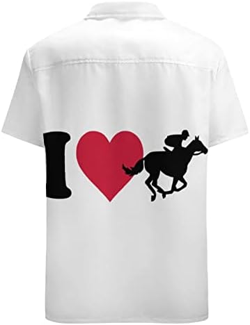 אני אוהב סוס מירוץ גברים של הוואי חולצות קצר שרוול מזדמן חולצה כפתור למטה חופשת חוף חולצות