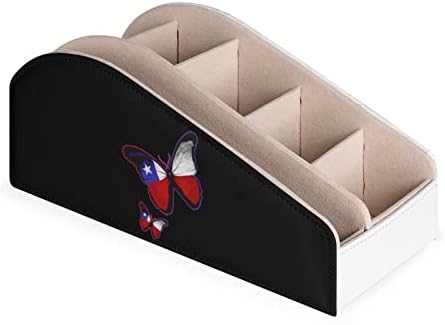 פרפר טקסס דגל טקסס מחזיק בשלט רחוק קופסת מארגן עור PU עם 6 תאים קופסת אחסון לחדר שינה בסלון