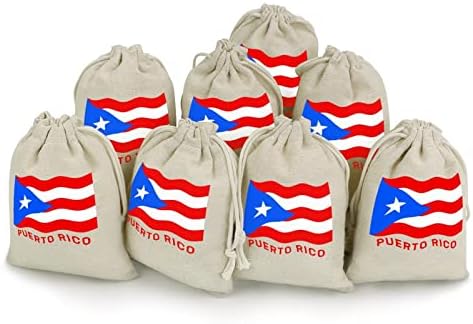 פורטו ריקו דגל שרוכי אחסון שקיות סוכריות מתנת שקיות לשימוש חוזר מתקפל וקומפקטי רב תכליתי כיס חבילה 8 יחידות