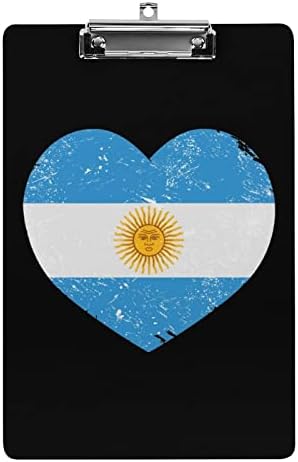 ארגנטינה רטרו לב בצורת דגל אקריליק לוחות עם נמוך פרופיל קליפ חמוד קליפ לוחות סטנדרטי 4 מכתב גודל עבור