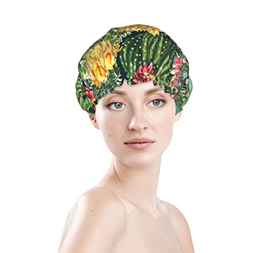 נשים לשימוש חוזר כובע שיער שולי שיער פרחי קקטוס טרופיים שכבות כפולות וינטג
