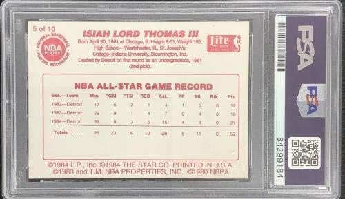 ISIAH THOMAS חתום 1985 STAR CO 5 PISTONS כרטיס כדורסל PSA/DNA AUTOGRAGTH 10 - כרטיסי כדורסל לא חתומים