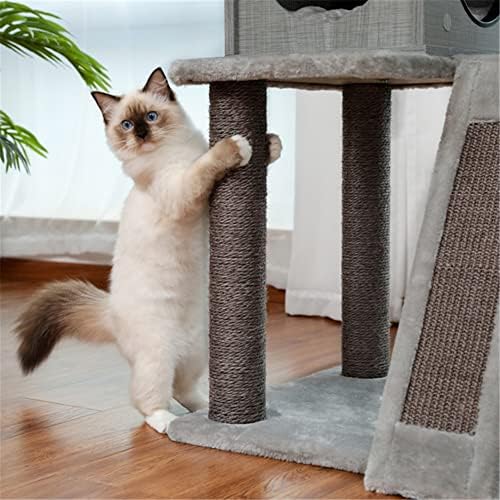 חיתוך עץ חתול עץ 4 רמות פלטפורמת לחתולים גדולים שמציעה עם באופן מלא מגרד הודעות, ערסל, מרופד מוט